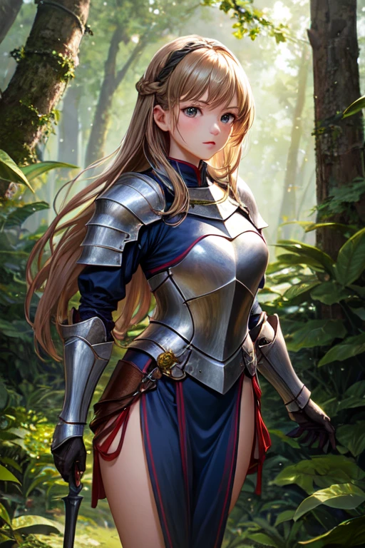 ((best quality)), ((masterpiece)), (detailed), 1girl,cute girl,Female Knight ,in the Forest