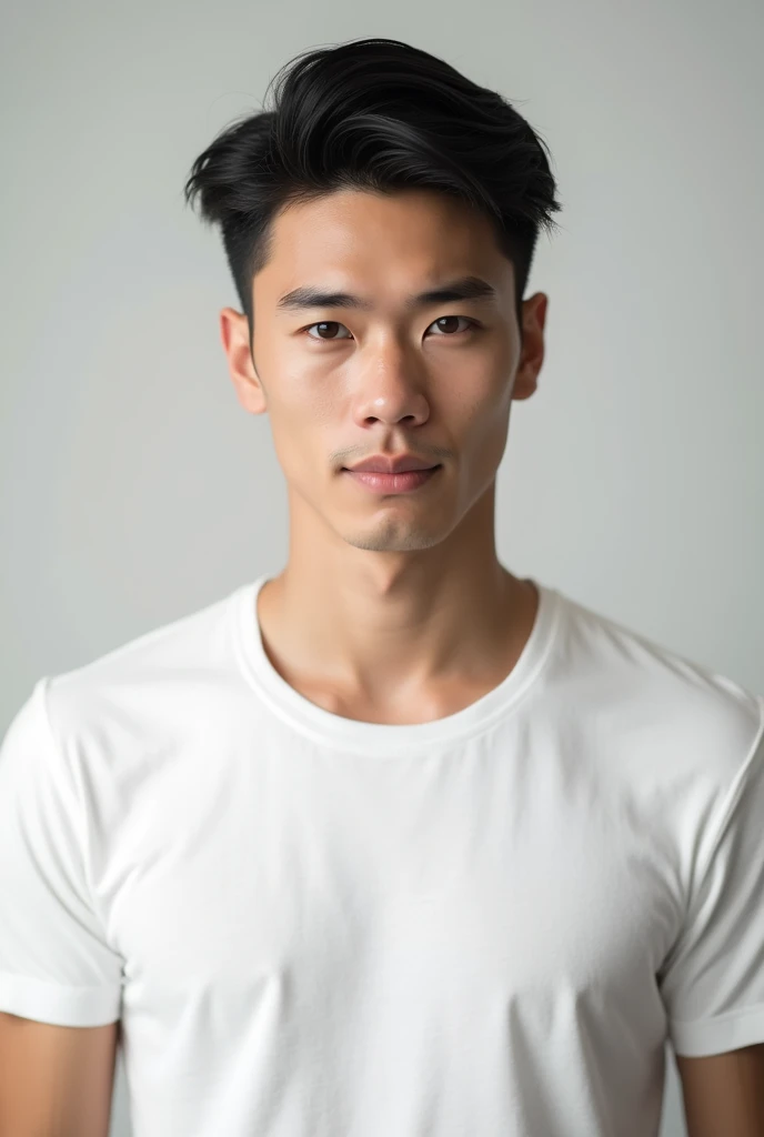 A handsome man with black hair and a clean-looking T-shirt


