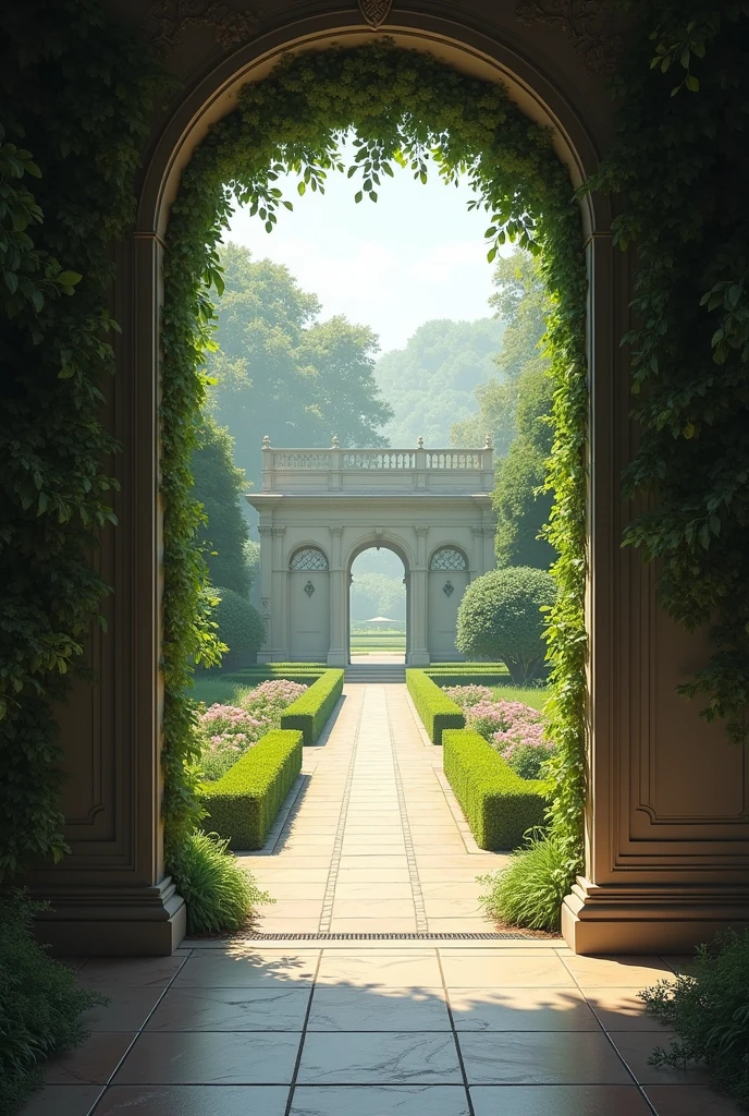 une porte s’ouvre vers un jardin paisible