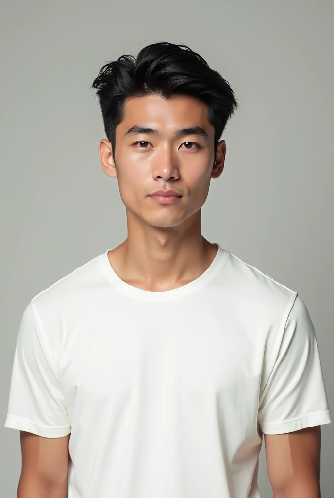 A handsome man with black hair and a clean-looking T-shirt