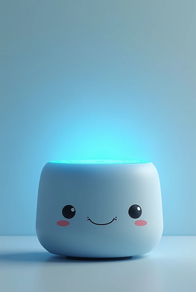 Make a picture of Amazon Alexa speaker. Blue lighting, make it simple but cute