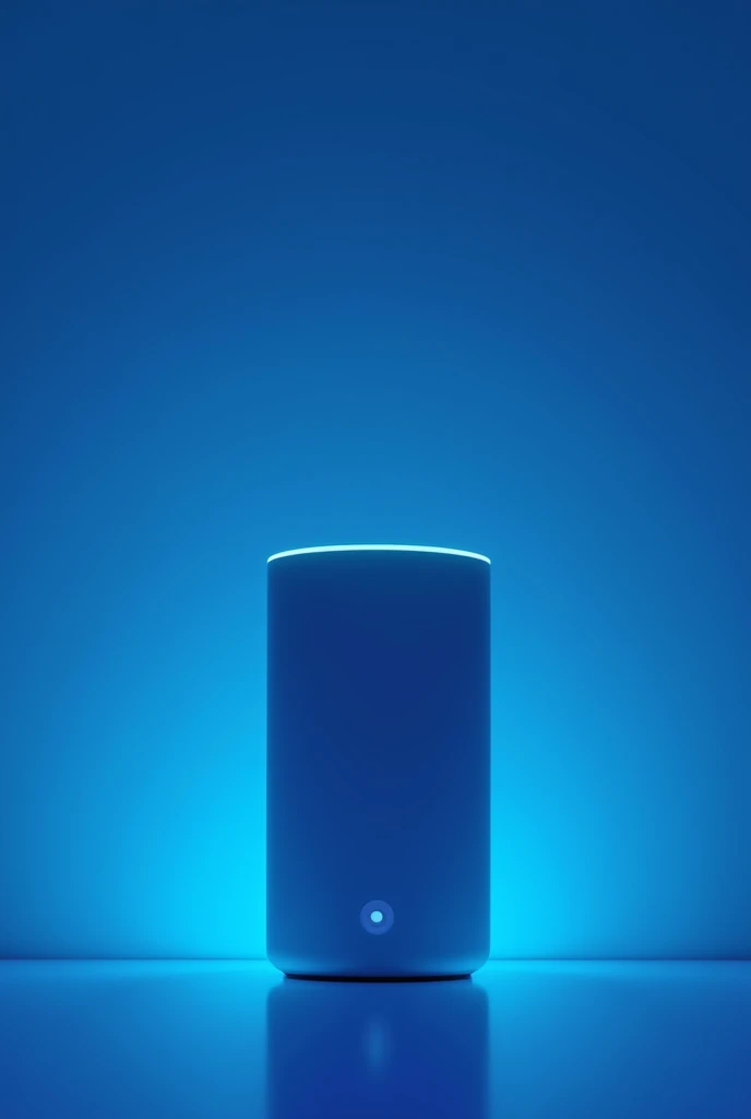 Make a picture of Amazon Alexa speaker. Blue lighting, make it simple 