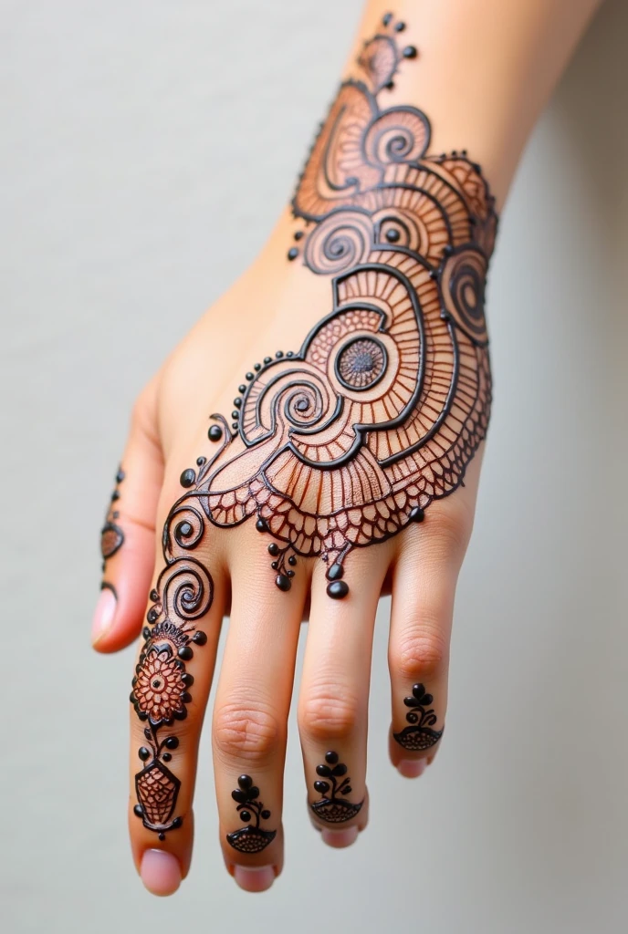 generate more Gol Tikki mehndi design on hand