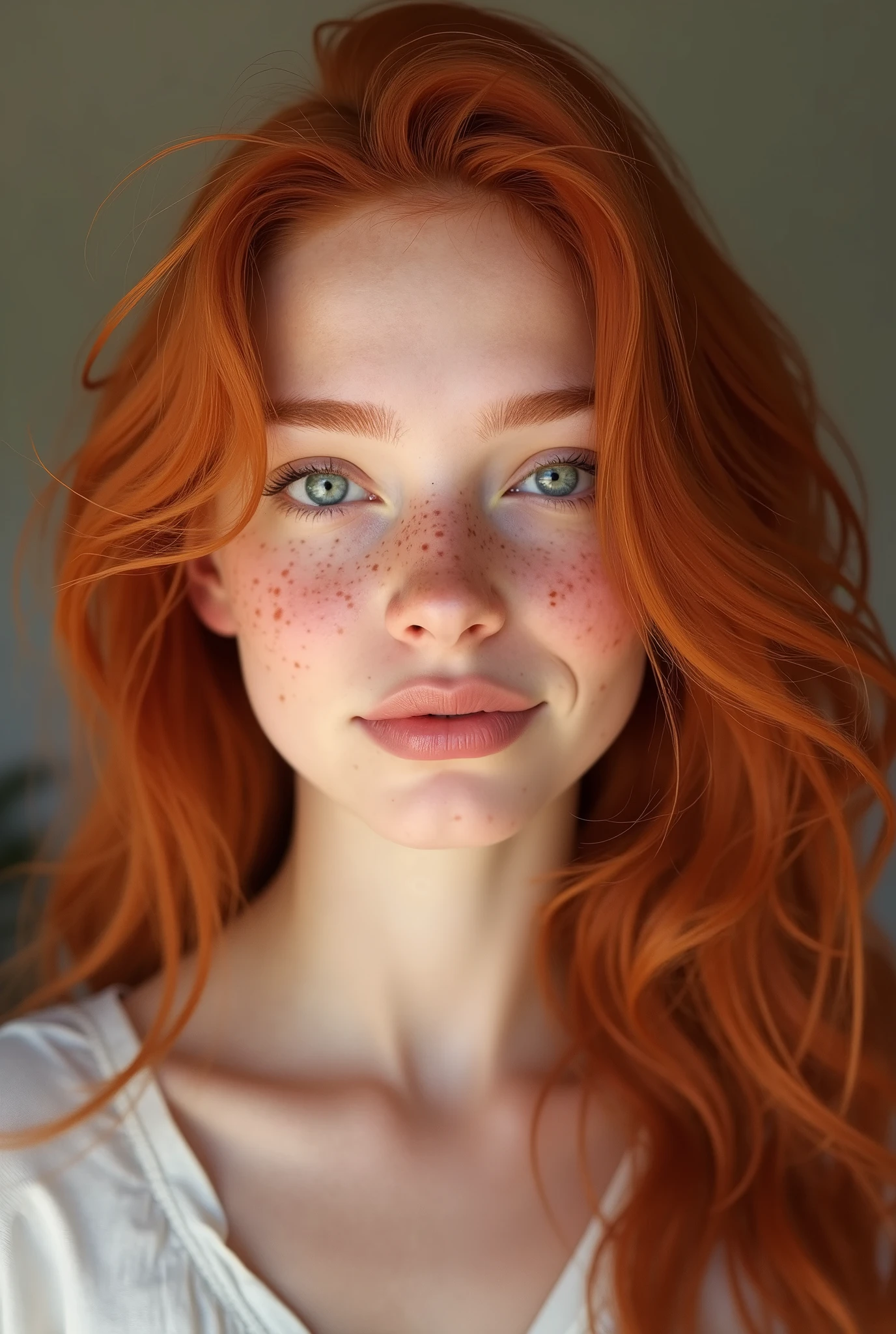 Young redhead with freckles