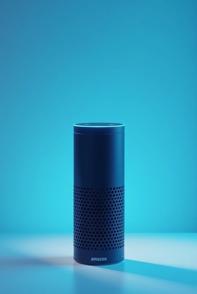 Make a picture of Amazon Alexa speaker. Blue lighting simple only.