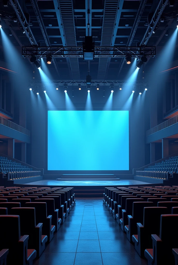 (photorealism:1.2), stage concert empty with a big screen