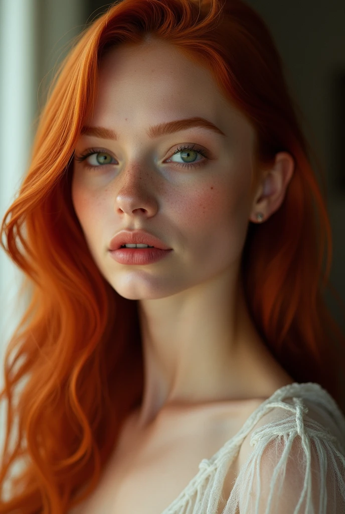 Realistic pretty redhead woman