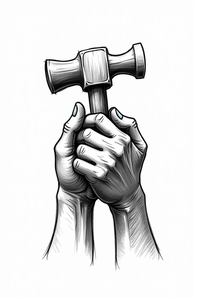 Create a logo in black, white, or red, featuring a sketch-style image of a sculptor’s hands holding a hammer and chisel. The sculptor is carefully carving a statue that resembles the two hands clasping each other, as shown in the provided reference image. The clasped hands should have detailed, interlocked fingers, symbolizing strong unity. Focus on capturing the same sketch-like quality and texture, ensuring the logo is clean and impactful.