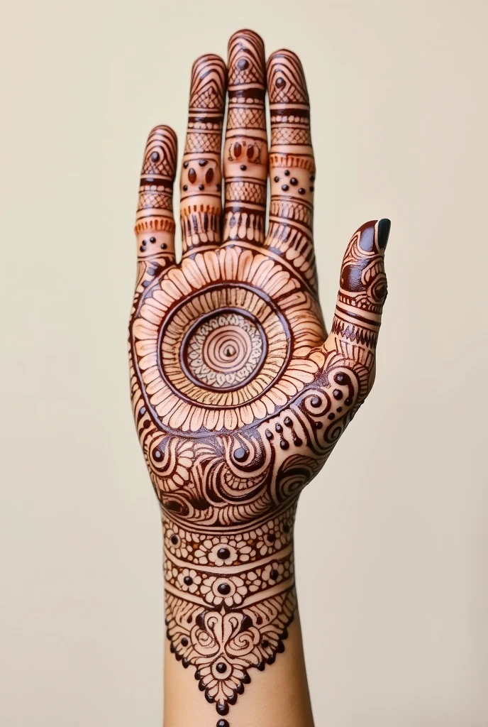 generate more Gol Tikki mehndi design on hand