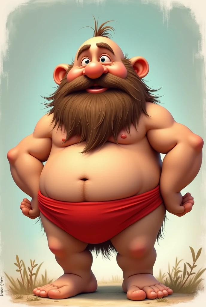 Makes a picture of a dwarf who is obviously animated but weird wearing a red thong