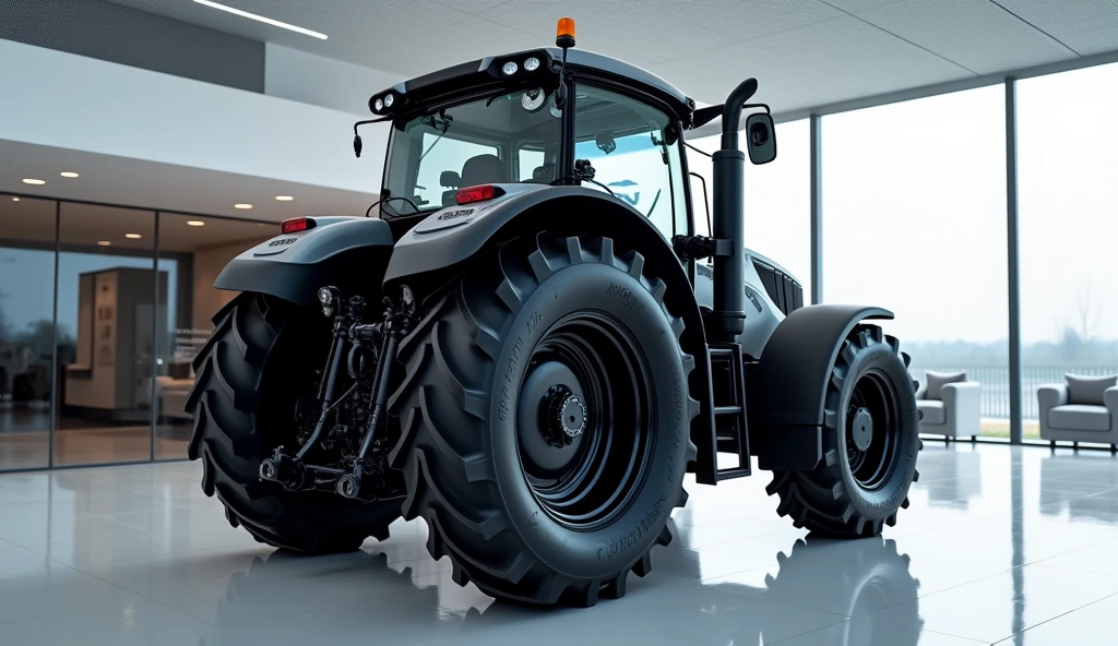 2025 Valtra S-474 Tractor back view2025 Valtra S-474 Tractor in brand showroom in grey colour back view