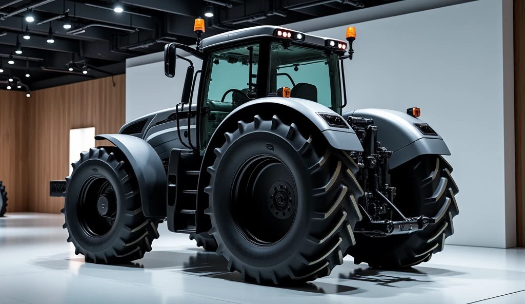 2025 Valtra S-474 Tractor back view2025 Valtra S-474 Tractor in brand showroom in grey colour follow centre back view