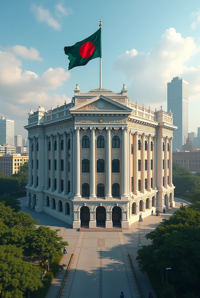 City Corporation building of Dhaka City with National Flag