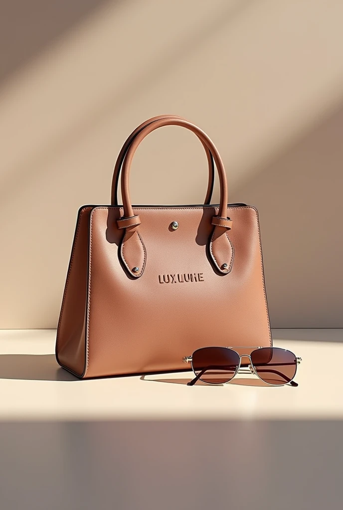 A logo for a luxurious brand called "luxe lume" A fashion accessories brand make a logo with a fashion product at the back of the logo put underneath the text "luxe lume" Aj Baldress