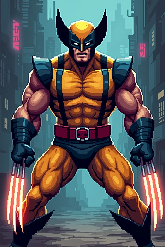 wolverine, pixel art, 1990 video game