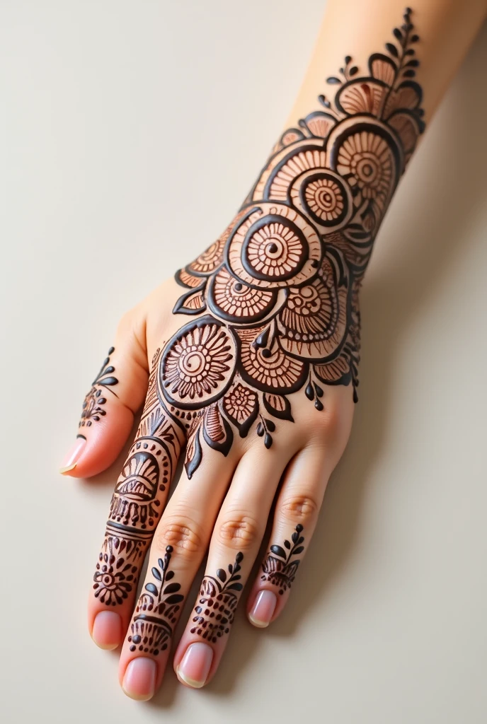 generate more Gol Tikki mehndi design on hand