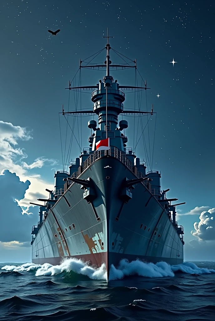 A realistic photo of the battleship Mikasa during the Russo-Japanese War, Celestial, Cinema Lighting, Vivid lighting