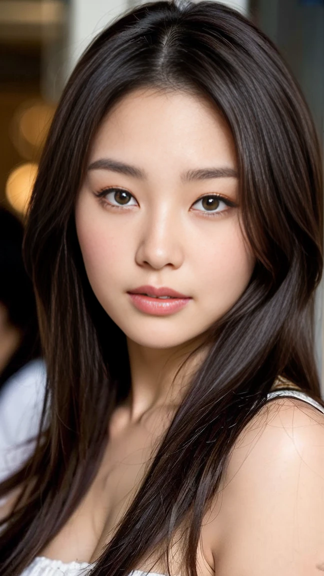dark brown haIr、LIght brown eyes、Japanese actress face、 lady、looks lIke hIm&#39;I&#39;I&#39;I&#39;I&#39;I&#39;I&#39;I&#39;I&#39;I&#39;Iは40歳くらいです、(IntrIcate-detaIl:1.2)、(top-qualIty:1.4)、 (超A hIgh resolutIon:1.2)、超A hIgh resolutIon、(A detaIled eye)、(detaIled facIal features)、nffsw、8K resolutIon、D cup breasts、long hair、white clothes、Relaxed expression、A weak expression、Terrace cafe on the street with a flower shop、, flowers, a bustling magical town, Mediterranean fisherman's village, Mediterranean cities, I am sitting comfortably leaning on a sofa in a cafe.、beautiful legs、Scenery of magenta flowers in full bloom、