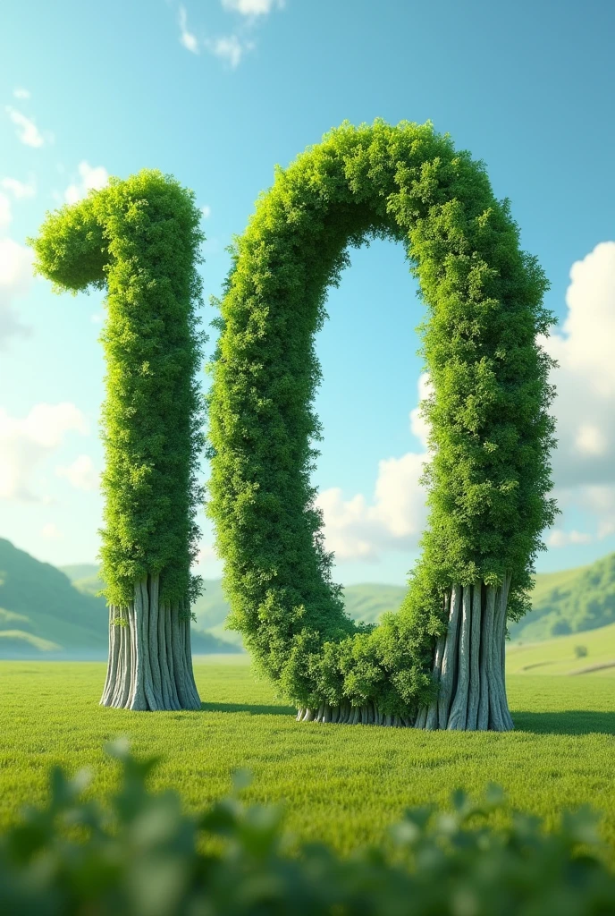 Trees shaped like the number 10 planted side by side