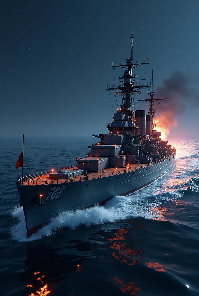 A realistic photo of the battleship Mikasa during the Russo-Japanese War, Celestial, Cinema Lighting, Vivid lighting、View from the right oblique top