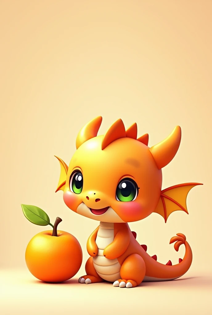 A dragon chibi cartoon with an orange chibi cute 
(Have an small orange beside a dragon in the picture)