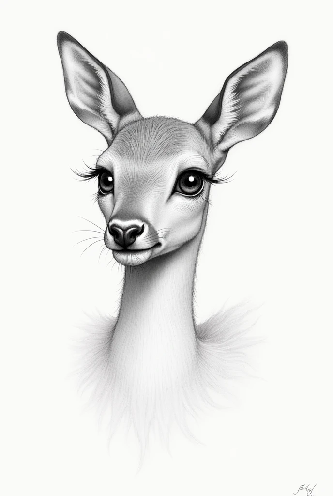 please generate a photo of a doe , a female , in realism . Her head is turned to the left side, and slightly raised, slightly! it should be a sketch (sketch, pencil drawing.) the female's eyes are sad, but not cartoon!