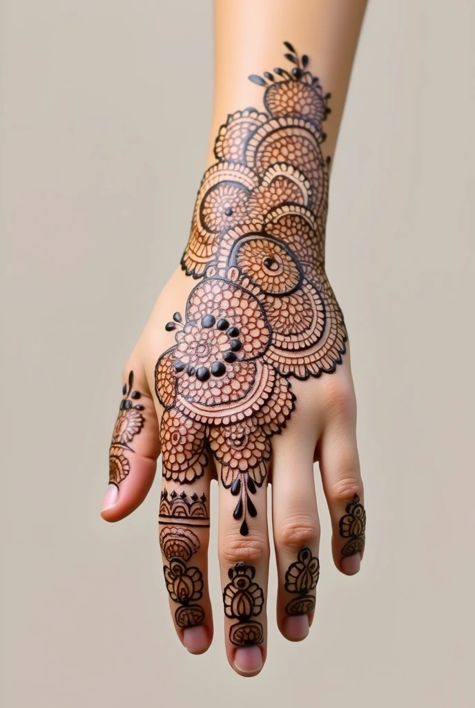 generate more Gol Tikki mehndi design on hand