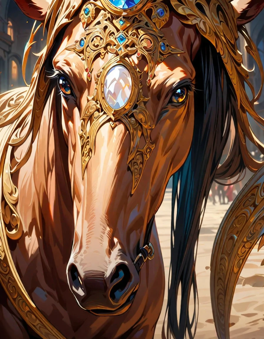 Young beautiful woman,(Highest quality,Extremely detailed depiction,Incredibly absurd high resolution,Anatomically accurate depiction),Centaur,The upper body is a human female,The lower body is a horse&#39;s body,Black latex,Large Breasts,Competing,Racecourseで走っている:1.3,background:Racecourse