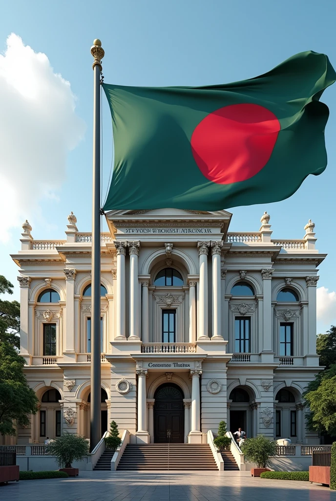 City Corporation building of Rangpur City with National Flag