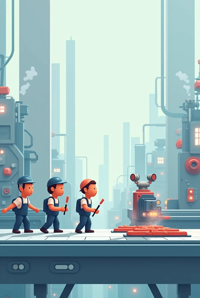 Create an animated image about a 2D production line