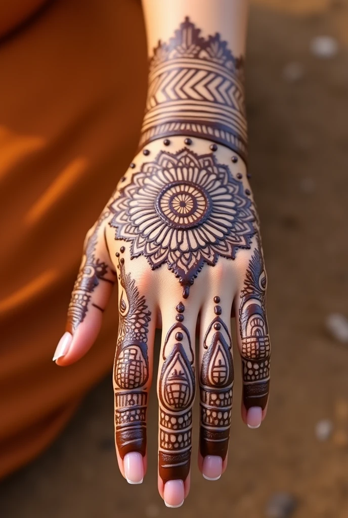 generate Rajasthani mehndi design on hand