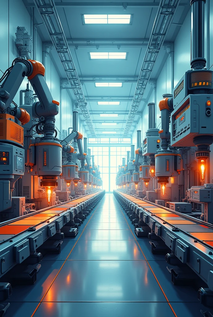 Create an animated image about a 2D production line, to be more specific in the production chain
