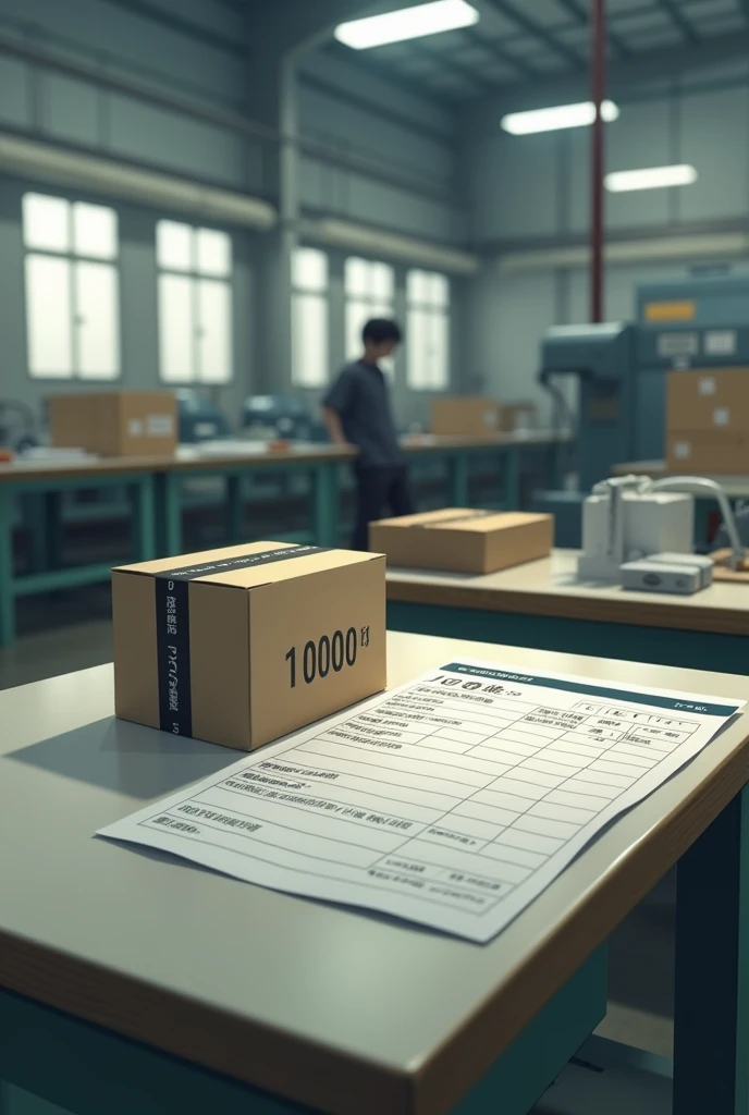 1000 pieces small rectangular box in a table with invoice at a factory in Japan