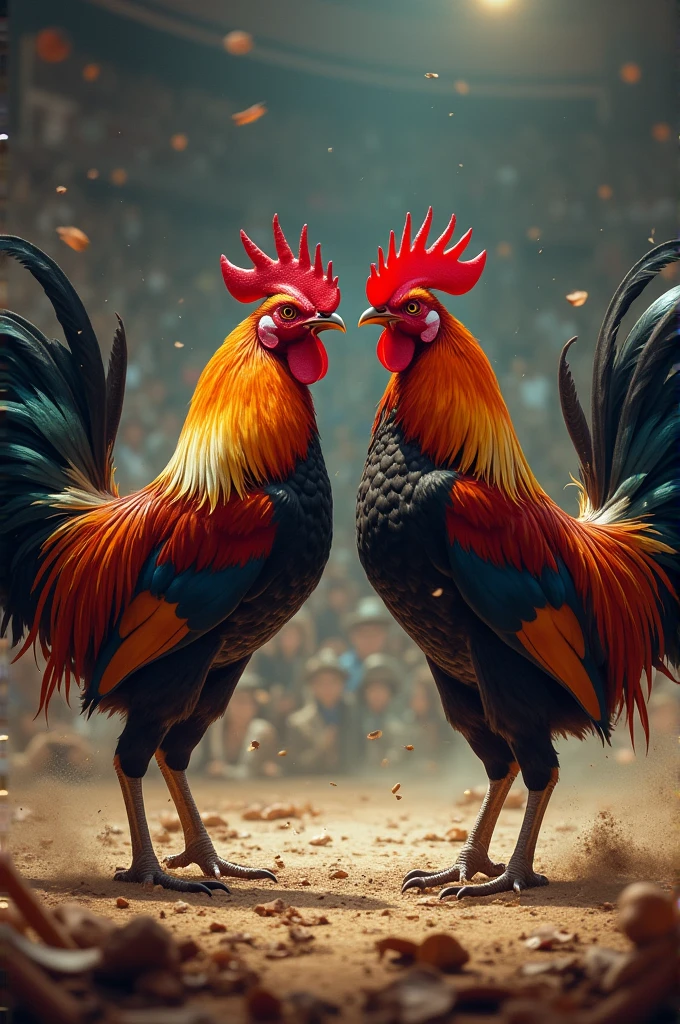make a a poster of cockfighting in arena