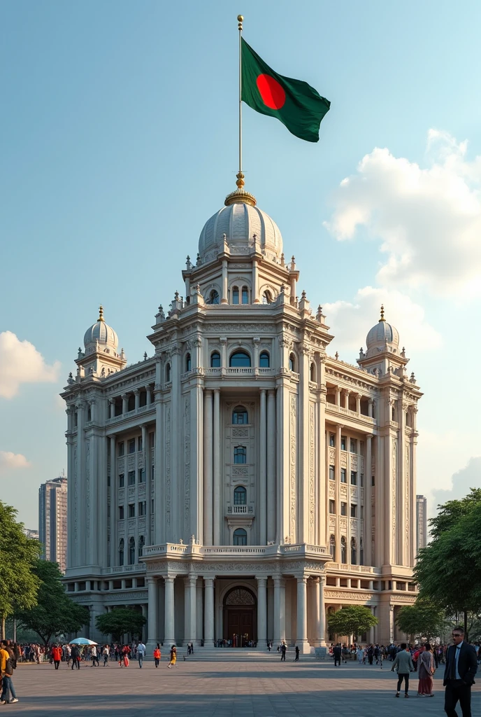 City Corporation building of Barisal City with National Flag