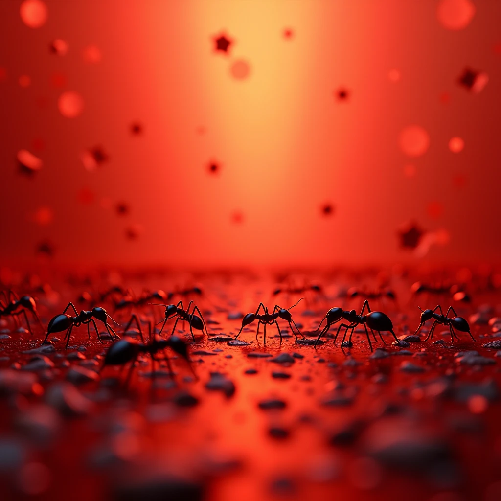 Prompt:
Create an aesthetically pleasing OBS Studio background that combines the following elements:
Main Theme: A design related to ants, reflecting an environment of activity and movement.
Background Color: A black semi-transparent red overlay to add a vibrant and dynamic touch.
Additional Details: Include subtle graphic elements or patterns that evoke teamwork or business activity, without being too intrusive.
Overall Style: Ensure the design is professional and modern but does not overshadow the video content, allowing the main content to stand out clearly.