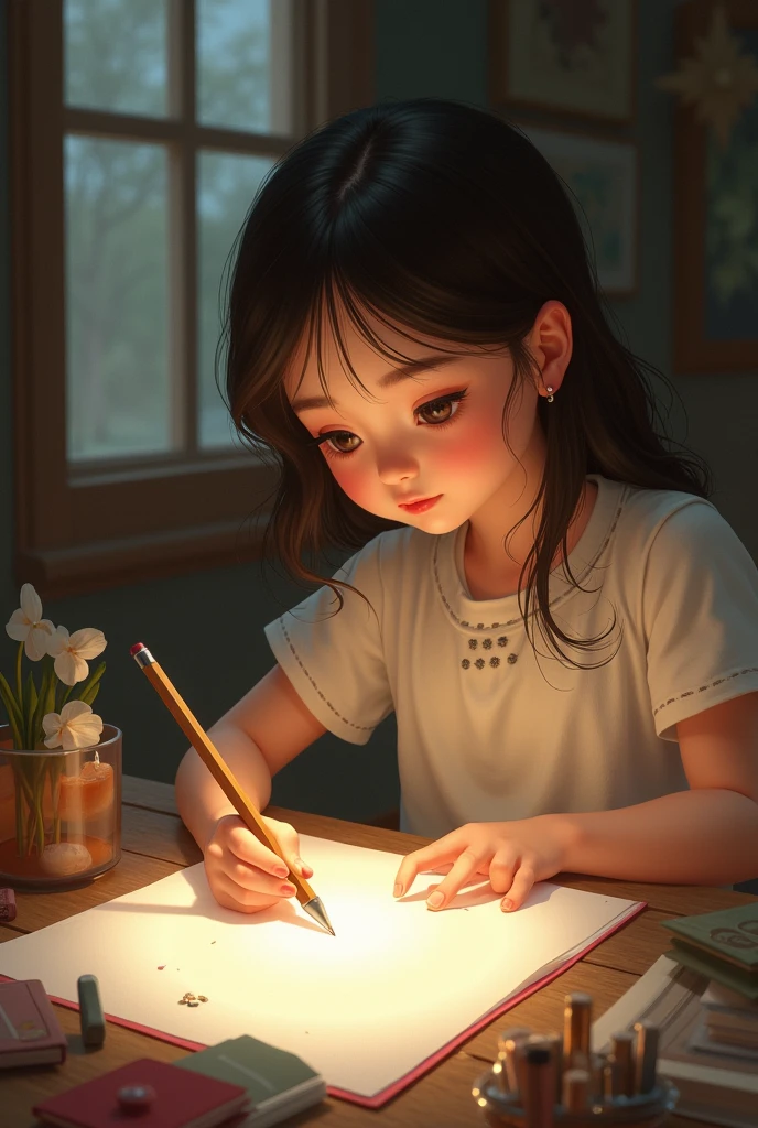 Fille dessinant