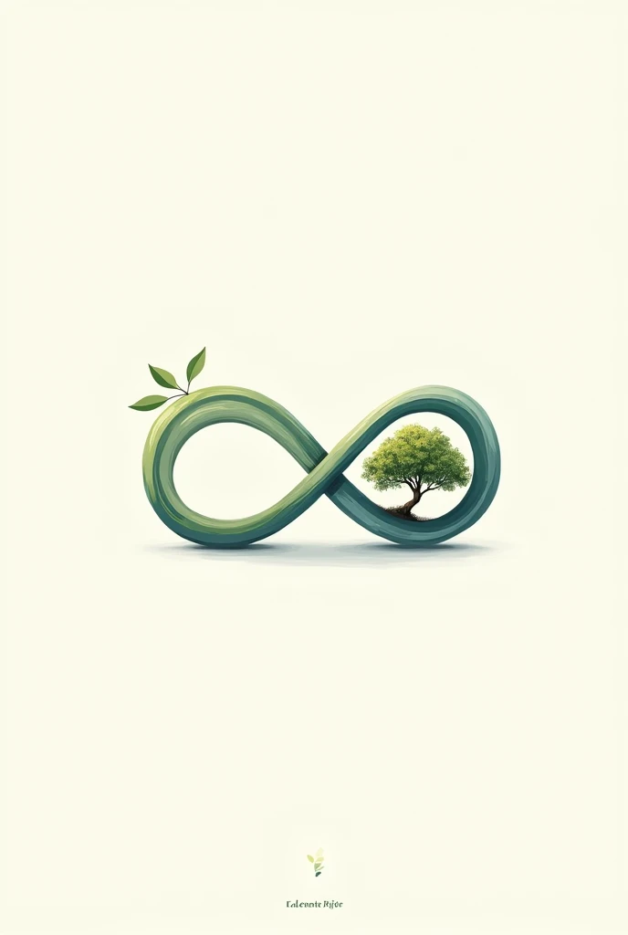 create an infinity ∞ logo with a small tree in it (the ∞ is landscape) more realistic (make it more small) and the tree must be in the ∞ logo