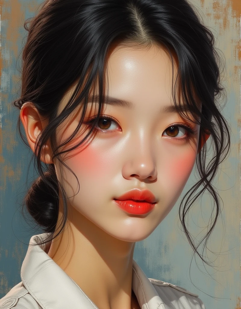 wgz style,portrait of a beautiful women highly detailed,perfect femine face,Classical oil painting,by masamune shirow, by William-tae Kim