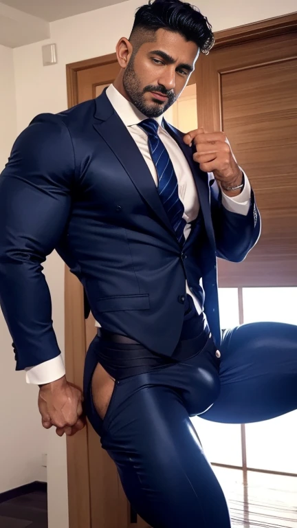 Atlas, 40-year-old boy ,Indian muscular male executive formal work uniform shirt, wearing tie................ navy blue sexy man thong only... no pants.... dripping on body and pants....................,legs wide open, legs on shoulder, missionary POV, men in suffering and drooling, drenching sweet, holding bulge, bulge dripping , all soaked wet
