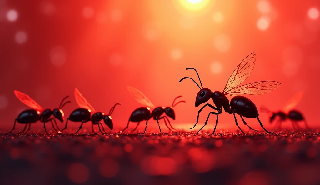 Prompt:
Create an aesthetically pleasing OBS Studio background that combines the following elements:
Main Theme: A design related to business and ants, reflecting an environment of activity and movement.
Background Color: A semi-transparent red overlay to add a vibrant and dynamic touch.
Additional Details: Include subtle graphic elements or patterns that evoke teamwork or business activity, without being too intrusive.
Overall Style: Ensure the design is professional and modern but does not overshadow the video content, allowing the main content to stand out clearly.
