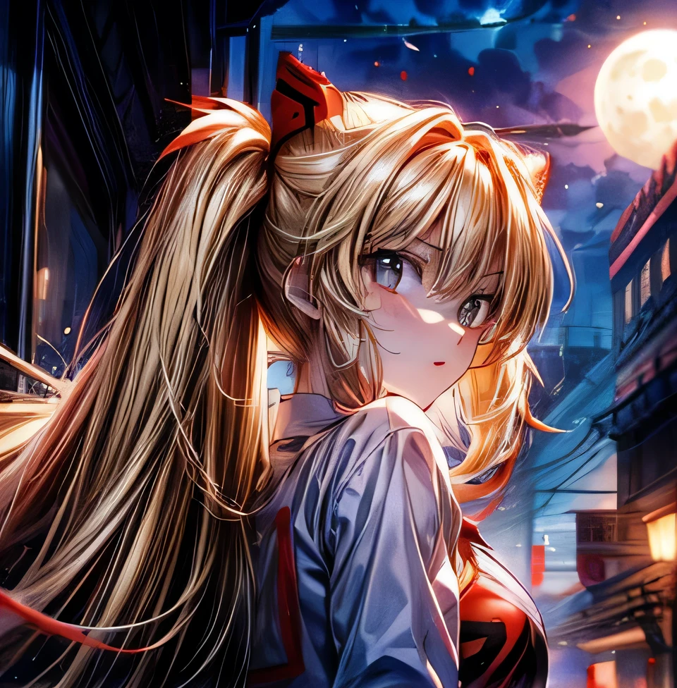 Eva Asuka Langley moon School night Blonde twin tails
