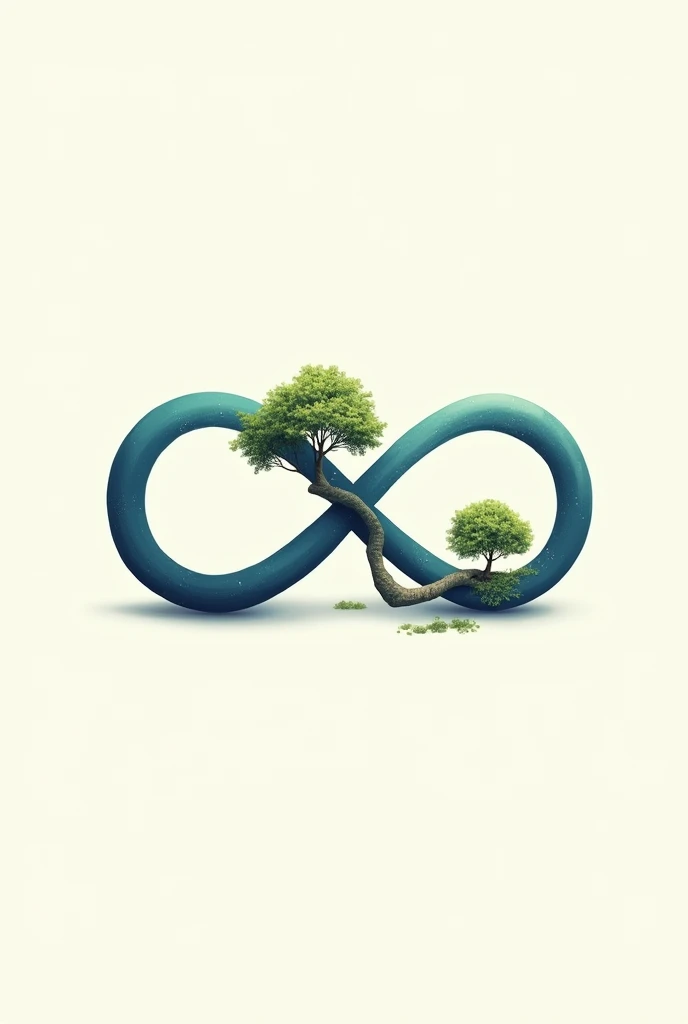 create an infinity ∞ logo with a small tree in it (the ∞ is landscape) more realistic (make it more small) and the tree must be in the ∞ logo