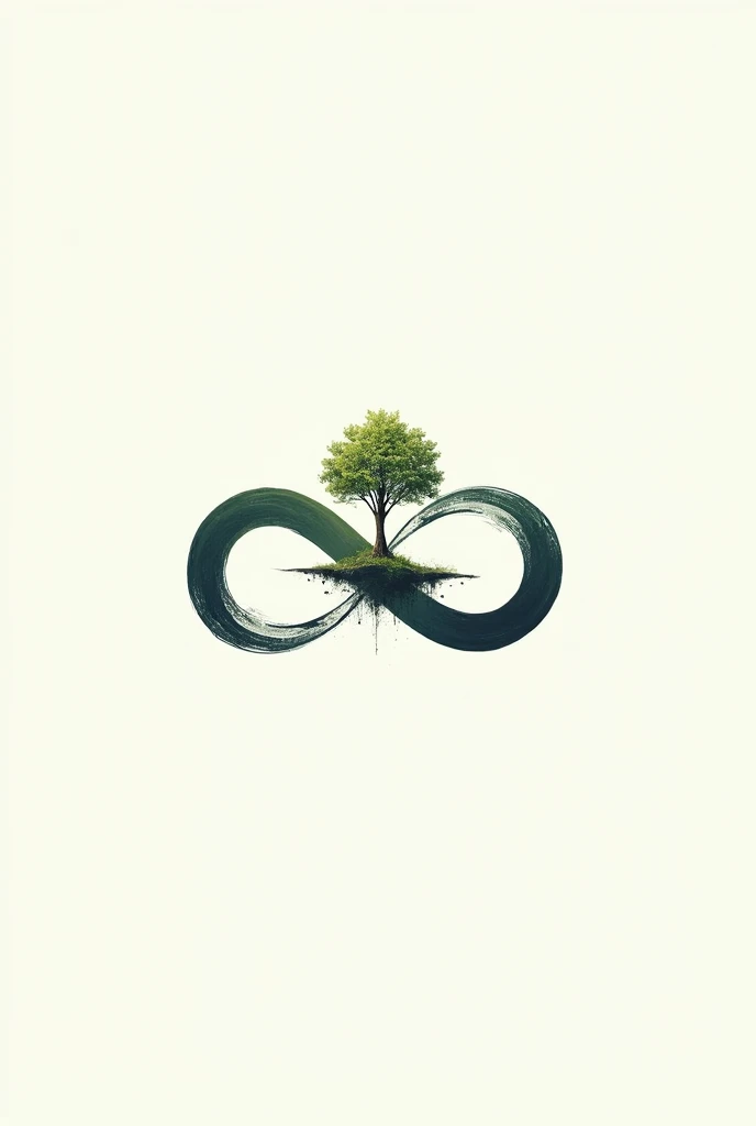 create an infinity ∞ logo with a small tree in it (the ∞ is landscape) more realistic (make it more small) and the tree must be in the ∞ logo