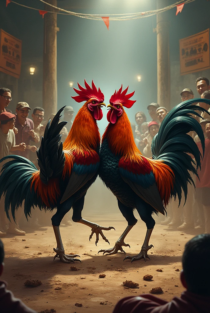 poster of roosters fighting in the arena