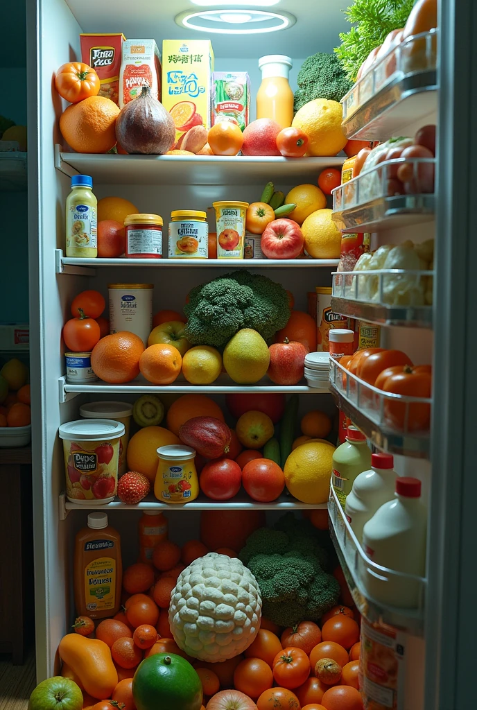 Fridge full of food, which looks squashed The food looks crippled