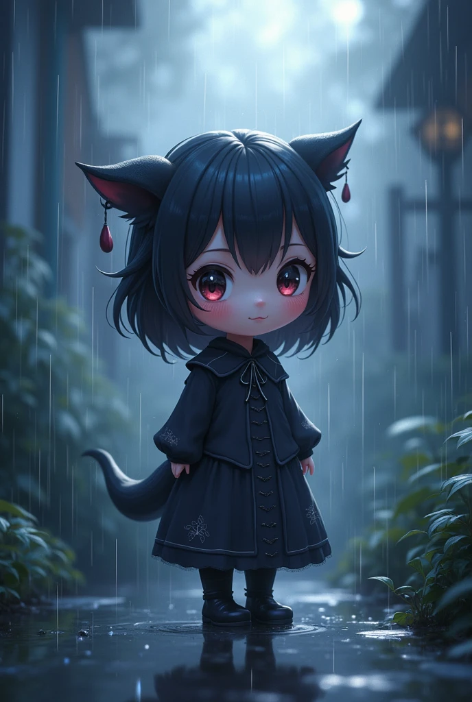 anime cute dark vtuber background rain