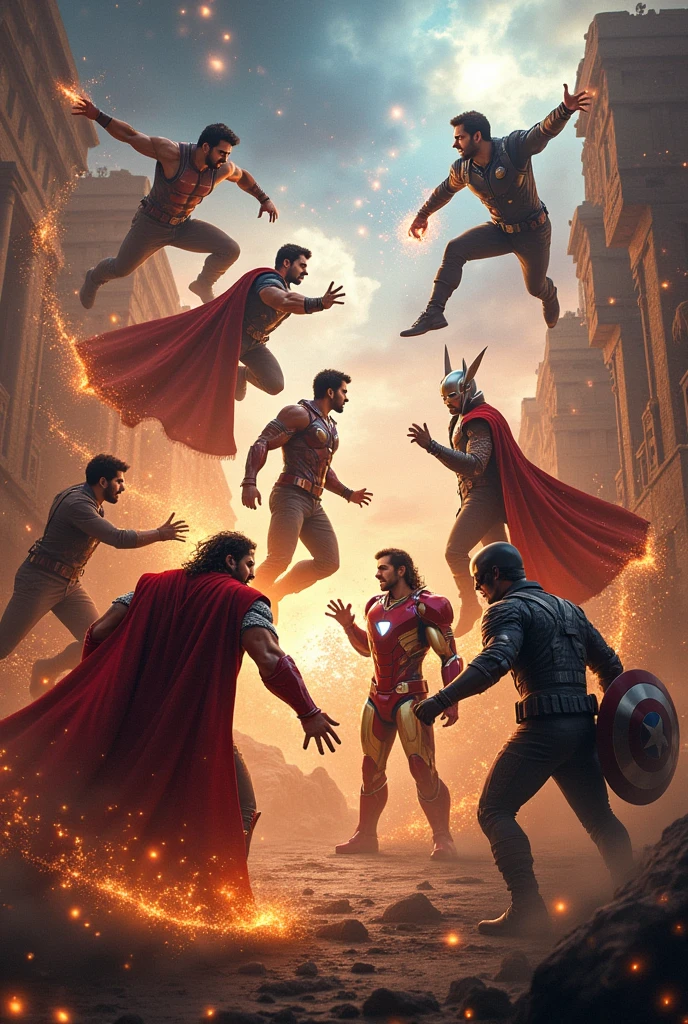 Salman khan allu arjun sharukh khan Aamir Khan and nawajuddin siddique vs Hrithik Roshan iron man thor captain America and pharabhs fighting 