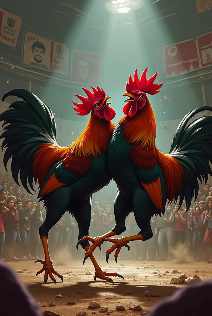 poster of roosters fighting in the arena