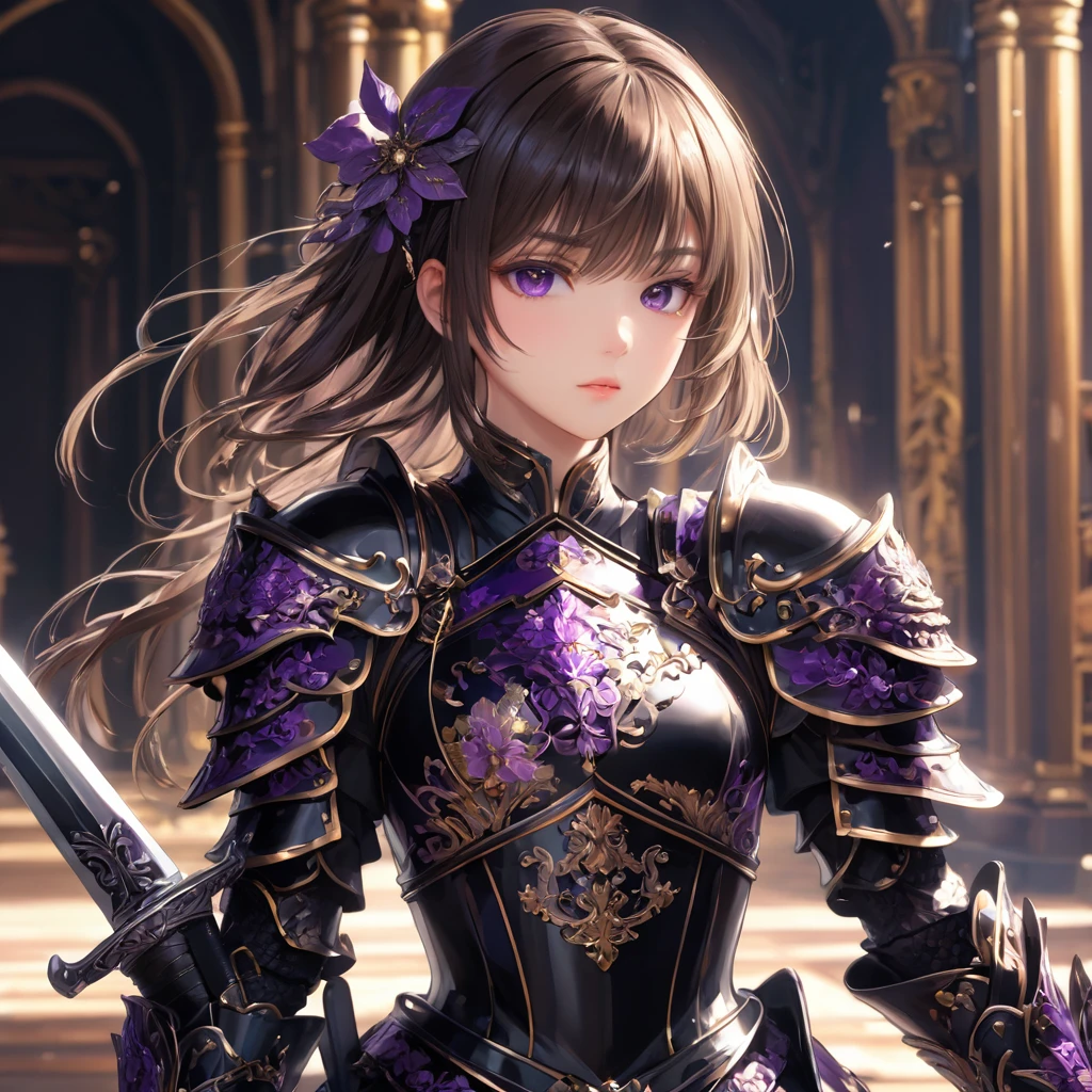 One girl,alone,anime,whole body, From feet to head、Classy girl,Armored,Holding a sword,anger,(embedded:Unaesthetic XLv13.Safety Tensor:1.2),(embedded:Negative XL_is.Safety Tensor:0.8),(masterpiece,Highest quality,Ultra_detailed,High resolution,Absurd:1),(masterpiece, Highest quality, Highest quality, beautifully、aesthetic),Ultra-detailed,Very delicate and beautiful,beautiful detailed face,澄んis顔,Best illustrations,extremely detailed eyes and face,wonderful,detailed and intricate,Best image quality, beautifully繊細な背景,beautiful detailed, Black-purple armor